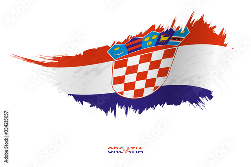 Flag of Croatia in grunge style with waving effect.
