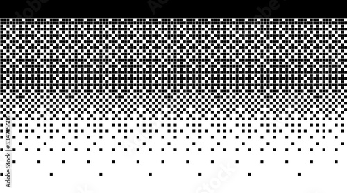 Square pixels mosaic. Vector gradient abstract background. Black and white gradient.