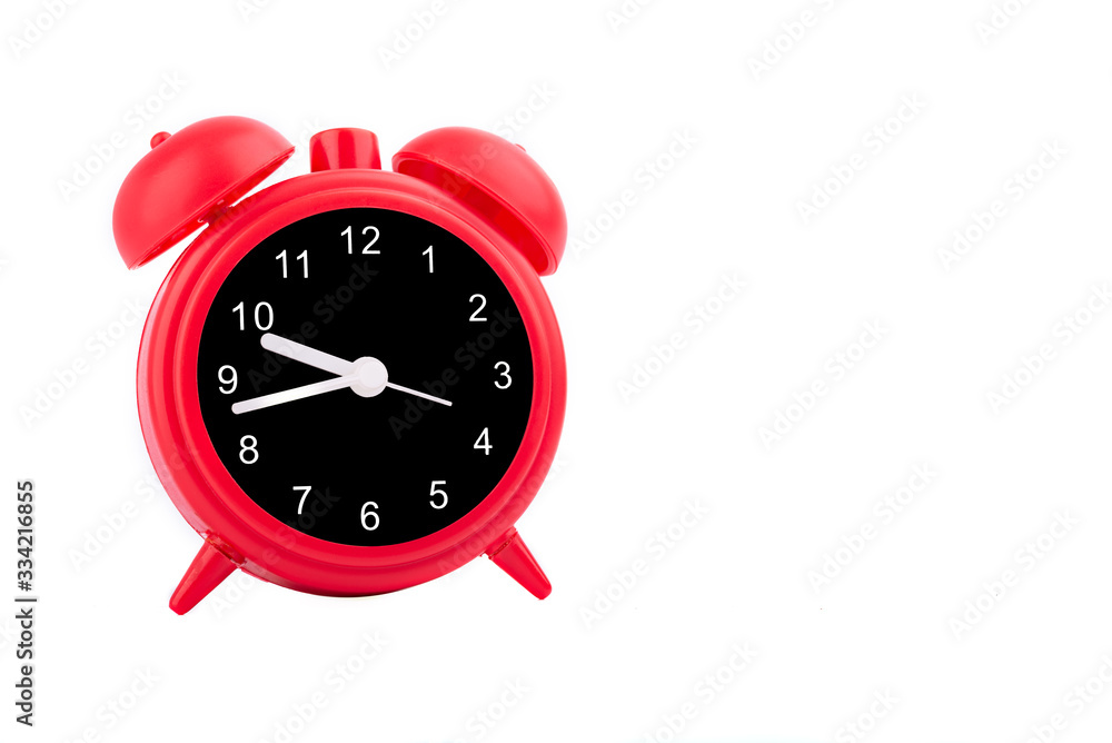 Red retro Alarm clock isolated on white background Red retro Alarm clock isolated on white background