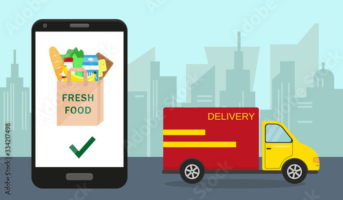 Food delivery and online order concept.