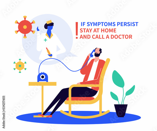 Call a doctor if unwell - flat design style illustration