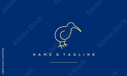 A line art icon logo a minimal  KIWI BIRD