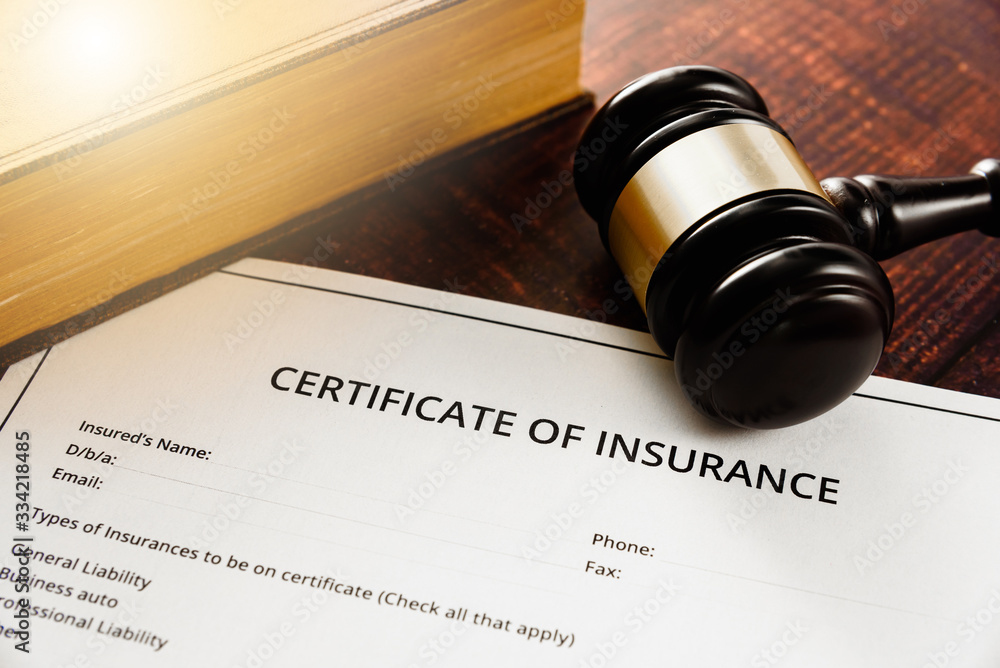 Contract and certificate of health insurance with abusive clauses brought to court in a lawsuit.