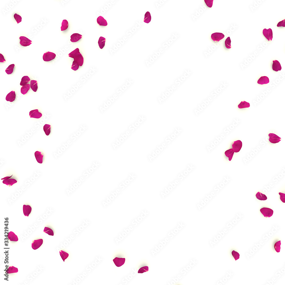 Rose petals are scattered on the floor. There is free space for your design