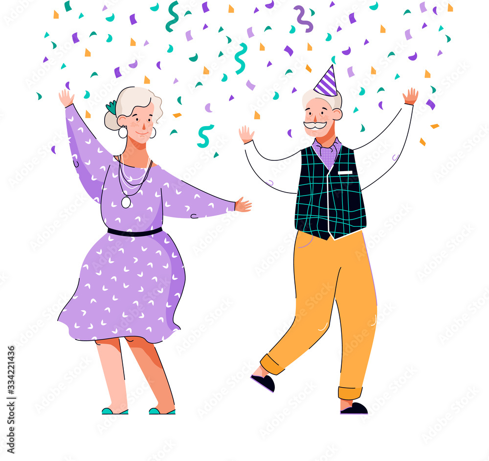 Senior people have celebration and dancing together, vector illustration isolated. Senior people have celebration and dancing together, vector illustration isolated.