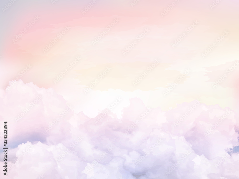 Fototapeta Sugar cotton pink clouds vector design background