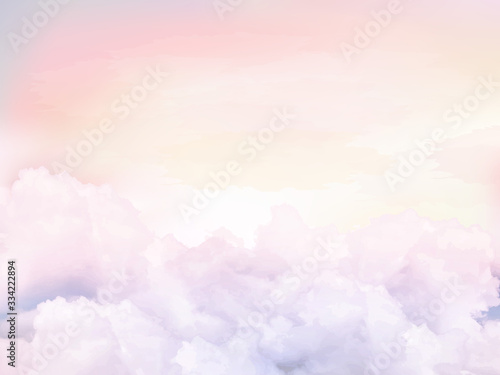 Sugar cotton pink clouds vector design background