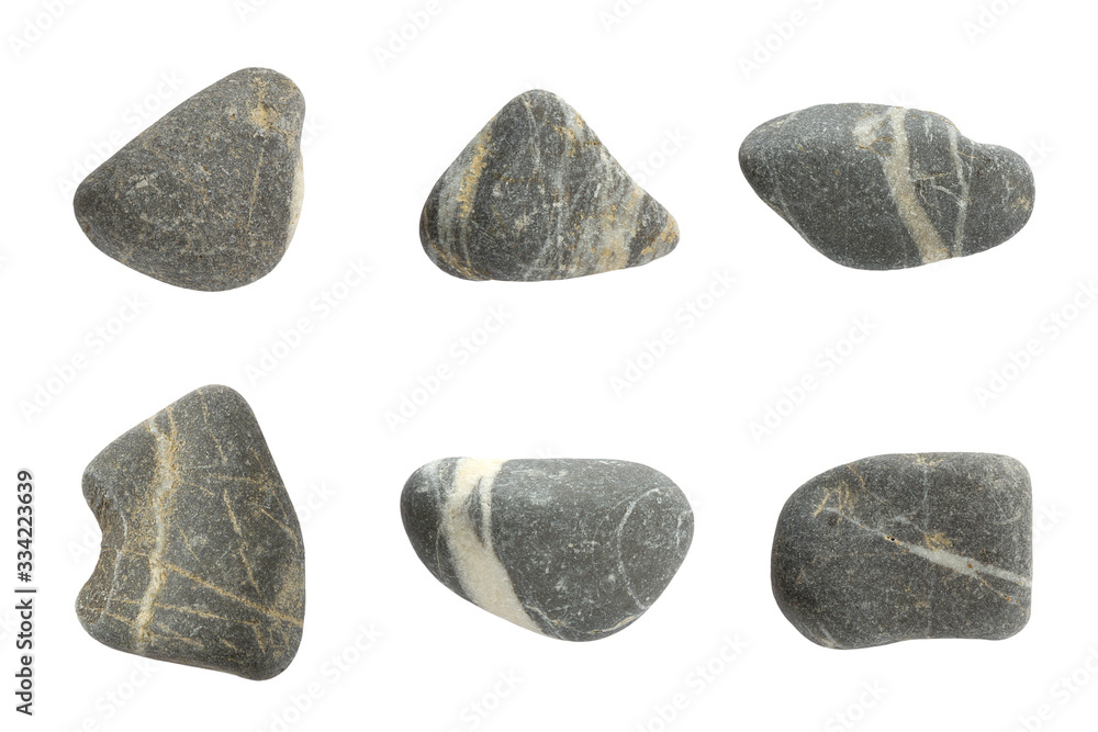 Beautiful Set of nature gray stones isolated on white background.Different kind of pebbles stones. Beautiful Set of nature gray stones isolated on white background.Different kind of pebbles stones.