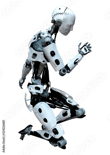 Fototapeta Naklejka Na Ścianę i Meble -  3D Rendering Male Robot on White