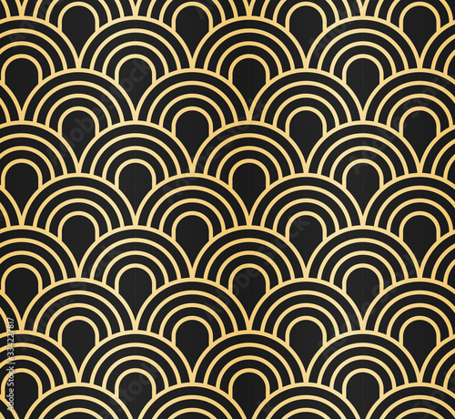 ART DECO SEAMLESS PATTERN BACKGROUND. LUXURY GOLD AND BLACK DESIGN. 