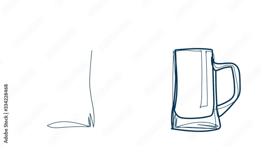 beer splash glass art line draw process isolated white board beer splash glass art line draw process isolated white board