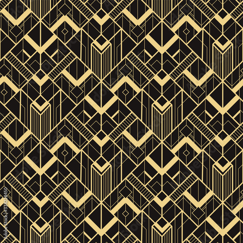 ART DECO SEAMLESS PATTERN BACKGROUND. LUXURY GOLD AND BLACK DESIGN. 