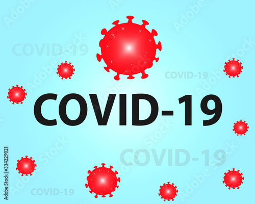 Covid-19 (Coronavirus) virus cell icon vector illustration designed with typography design text