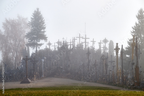 Hill of Crosses (Kryziu kalnas), a famous site of pilgrimage in northern Lithuania. photo