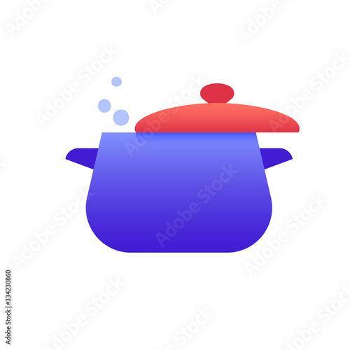 Saucepan of boiling water. Kitchen utensils