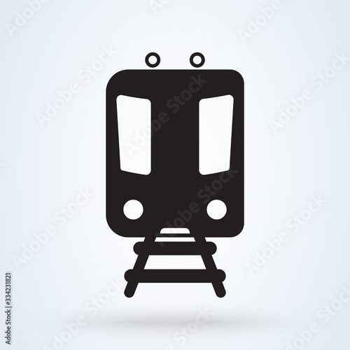 Metro Train transportation icon  front view. Subway transport symbol. illustration.