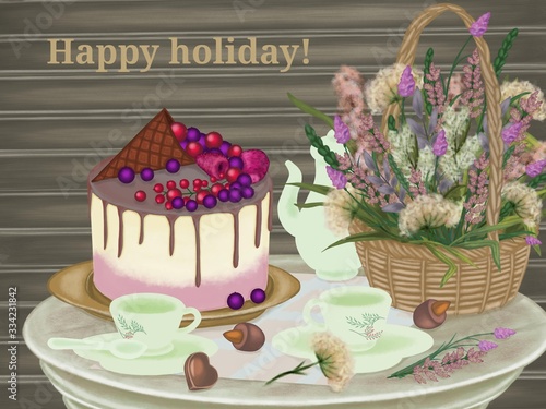 Wallpaper Mural birthday cake with candles Torontodigital.ca