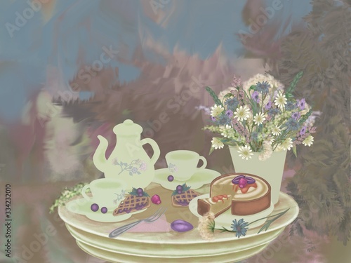 Wallpaper Mural easter table setting with candles and flowers Torontodigital.ca