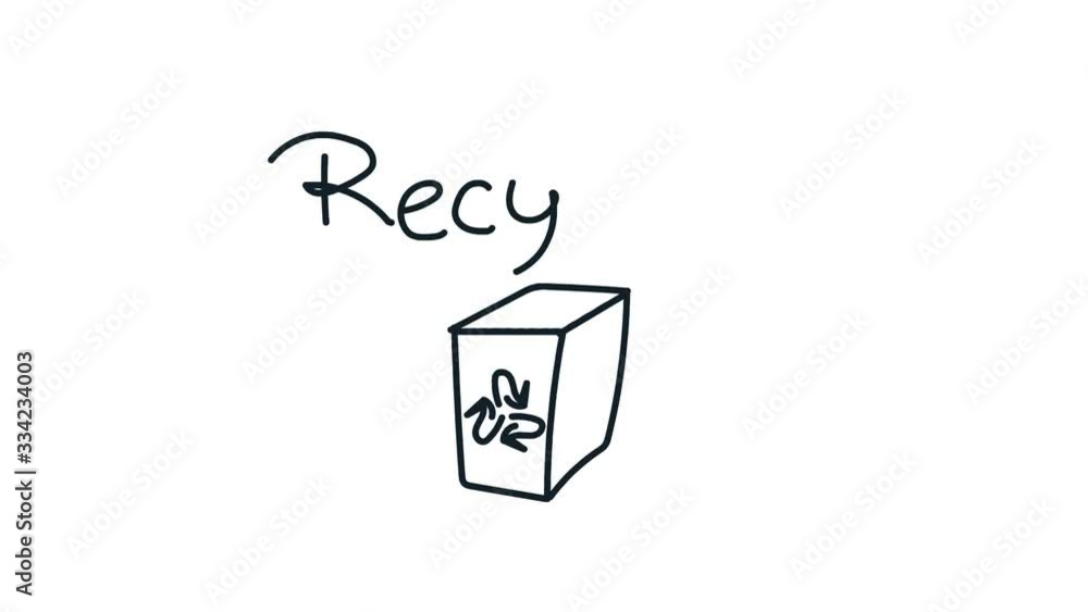 recycling line art doodle draw process whiteboard symbol sign concept