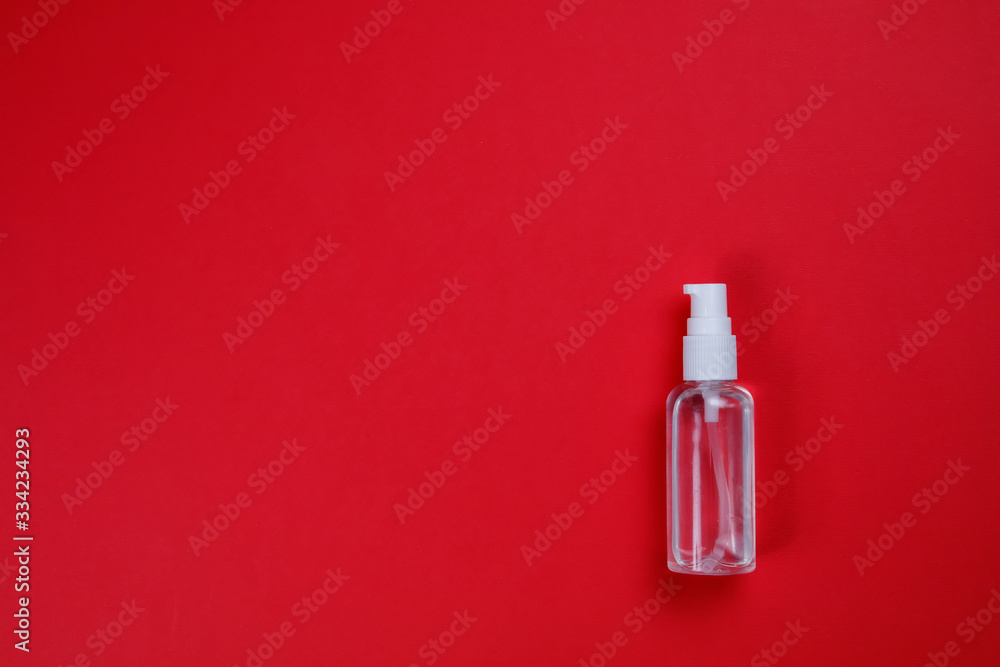 Antibacterial transparent hand sanitizer gel in a plastic bottle Antibacterial transparent hand sanitizer gel in a plastic bottle
