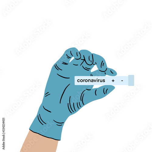 Doctor hand in medical gloves holding a test result for the new rapidly spreading Coronavirus originating in Wuhan China. 2019-nCoV outbreaking. Epidemic virus Respiratory Syndrome.