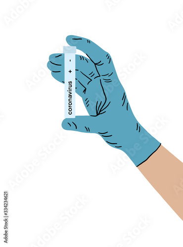 Doctor hand in medical gloves holding a test result for the new rapidly spreading Coronavirus originating in Wuhan China. 2019-nCoV outbreaking. Epidemic virus Respiratory Syndrome.