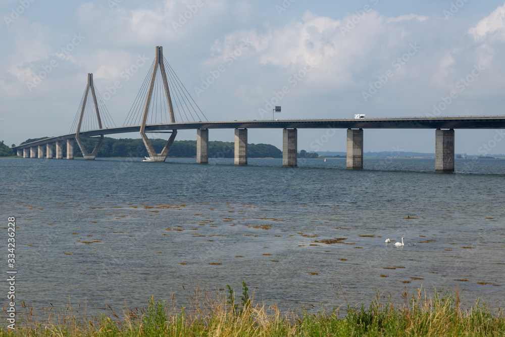 Fototapeta premium South Bride of the Faro Bridges, seen from Faro, Zealand;Denmark