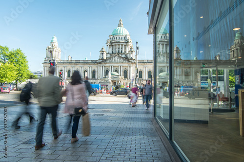 Belfast, Northern Ireland- people walking in the city centre
