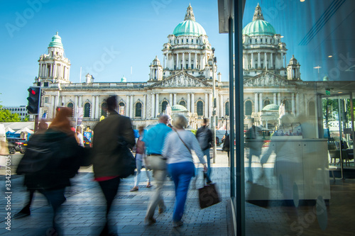 Fotografija Belfast, Northern Ireland- crowds of motion blurred people shopping
