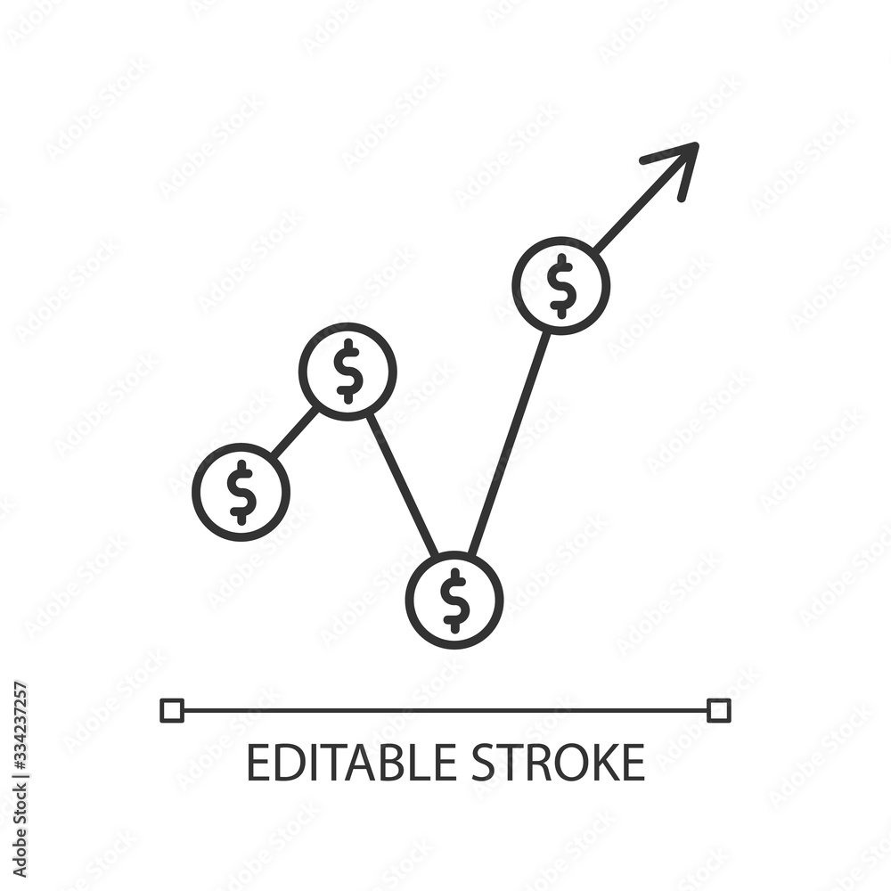 Gross domestic product pixel perfect linear icon. Market value monetary measure. Thin line customizable illustration. Contour symbol. Vector isolated outline drawing. Editable stroke Gross domestic product pixel perfect linear icon. Market value monetary measure. Thin line customizable illustration. Contour symbol. Vector isolated outline drawing. Editable stroke