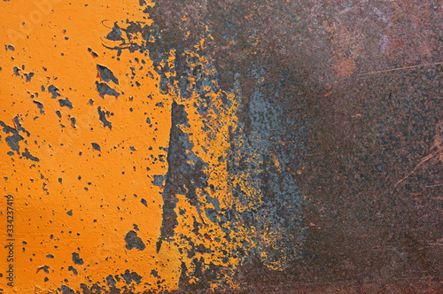 Yellow Painted Rusty Metal Background