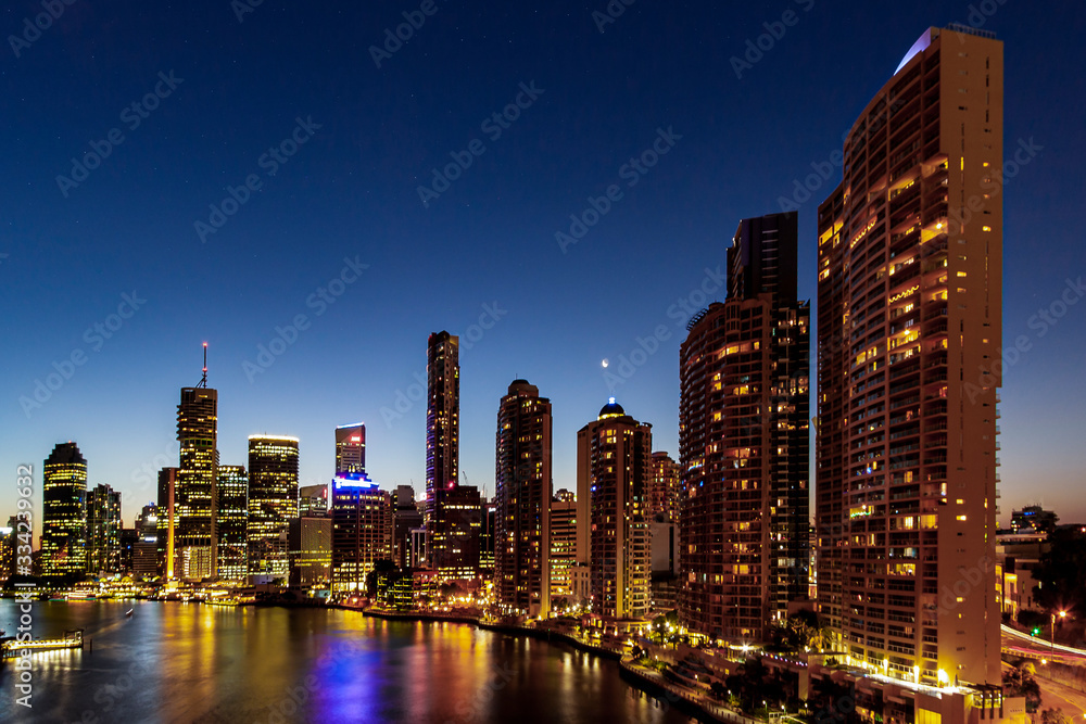 City of Brisbane at nighttime  -  Australia Queensland.