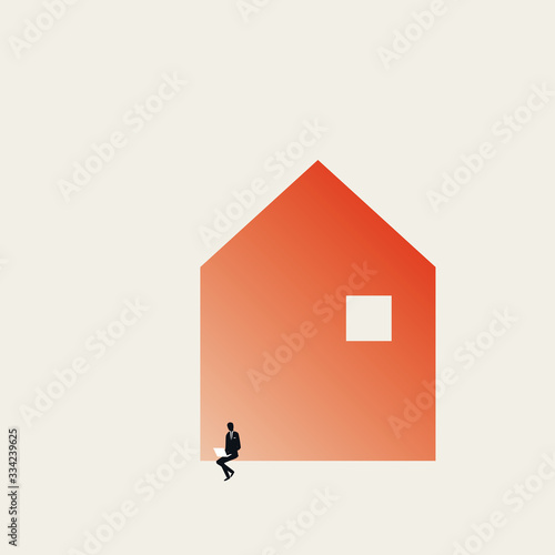 Home office vector concept. Symbol of working from home during quarantine and self isolation.