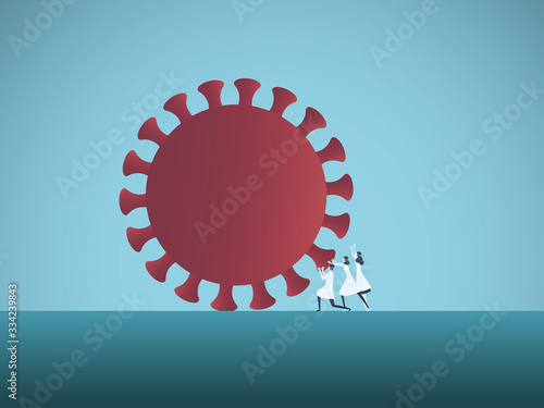 Team of doctors fight coronavirus pandemics. Hospital staff as heroes saving world and protecting patients.