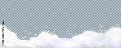 Bath foam isolated on transparent background. Shampoo bubbles texture.Sparkling shampoo and bath lather vector illustration.
