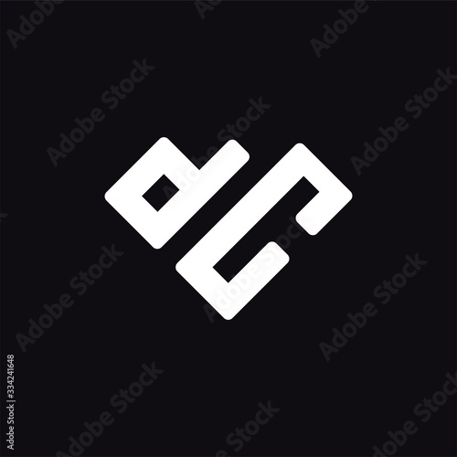 Initial letter dc logo template with diamond line art illustration in flat design monogram symbol.