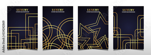 Set luxury premium cover layout design template with blue navy and golden line. Abstract vector a4 graphic can use Product Package, Annual report, Business brochure , wedding invitation card, flyer