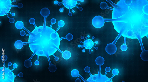 Coronavirus 2019-nCoV Outbreak on Technology background,medical healthcare and microbiology concept,Design for COVID-19 outbreaking.