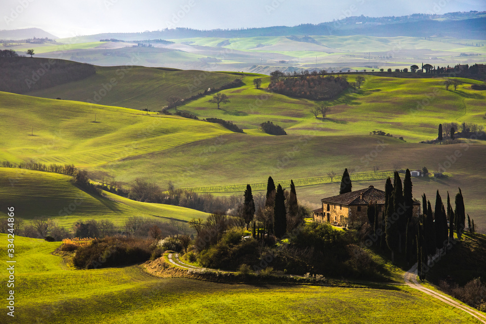 Obraz premium Sunrise over Val D'Orcia Tuscany