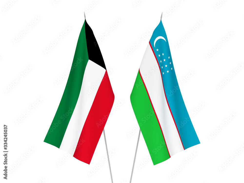 Kuwait and Uzbekistan flags