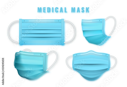 Realistic medical face mask. Details 3d medical mask. Vector illustration