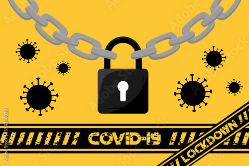 LOCKDOWN Coronavirus, Covid-19 Pandemic world lockdown for quarantine Illustration Vector