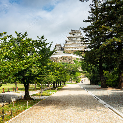 Pathway leading to Himeji Castle, Japan's best preserved feudal castle.