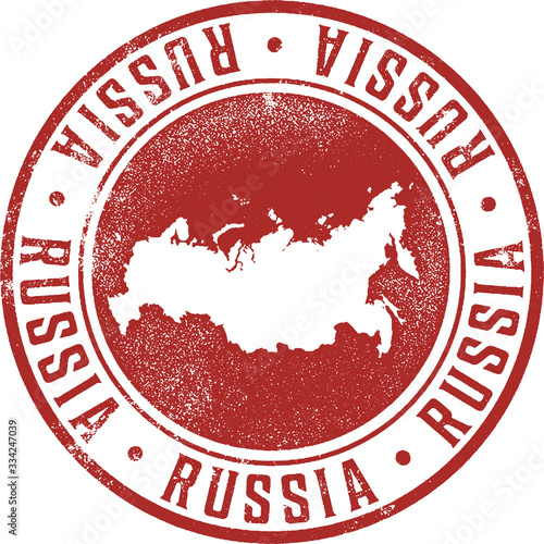 Vintage Style Russia Country Travel Stamp