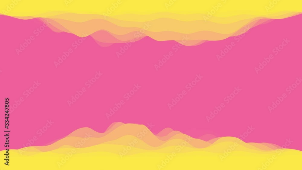 Abstract colorful wavy background in bright yellow and pink colors. Modern colorful animated wallpaper. 3d rendering, loop animation. Abstract colorful wavy background in bright yellow and pink colors. Modern colorful animated wallpaper. 3d rendering, loop animation.