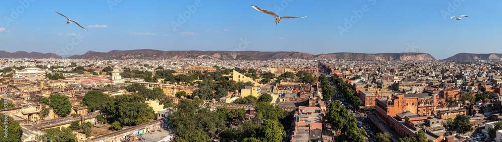Jaipur aerial panorama, Pink City of India