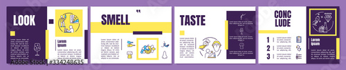 Wine tasting brochure template. Determine wine quality. Flyer, booklet, leaflet print, cover design with linear icons. Vector layouts for magazines, annual reports, advertising posters