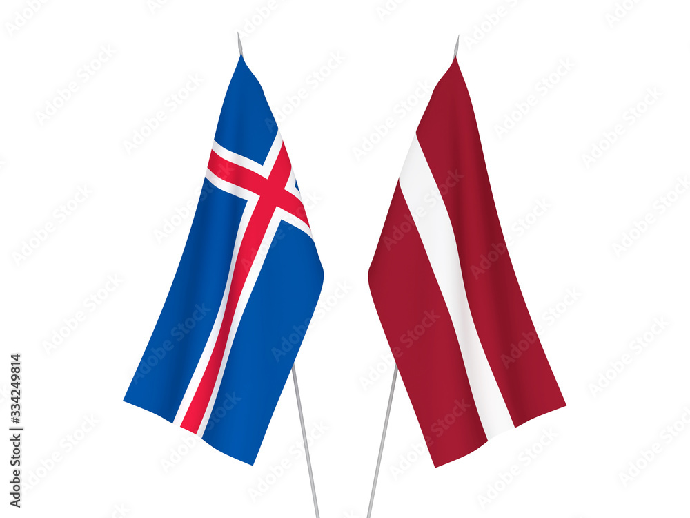 Latvia and Iceland flags