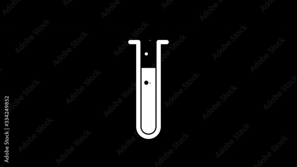 An animated icon of the tube. The lab's logo. Bubbles from chemical reagents. Looped 2D vector animation. Alpha channel.4K. An animated icon of the tube. The lab's logo. Bubbles from chemical reagents. Looped 2D vector animation. Alpha channel.4K.