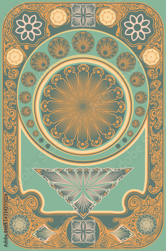 Art nouveau inspired floral frame